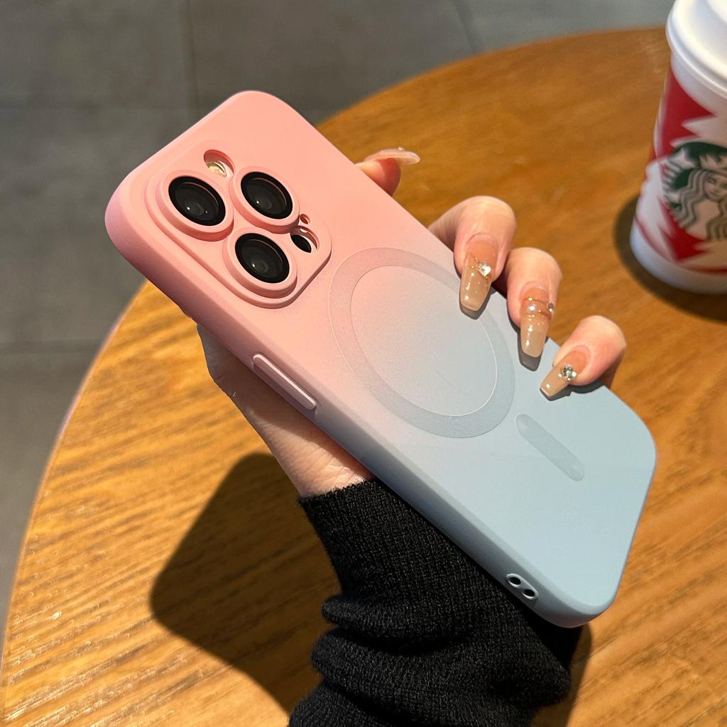 Роскошный мягкий силиконовый чехол с градиентным узором для iPhone 15 14 13 11 12 Pro Max Plus Magsafe, противоударный чехол с магнитной беспроводной зарядкой