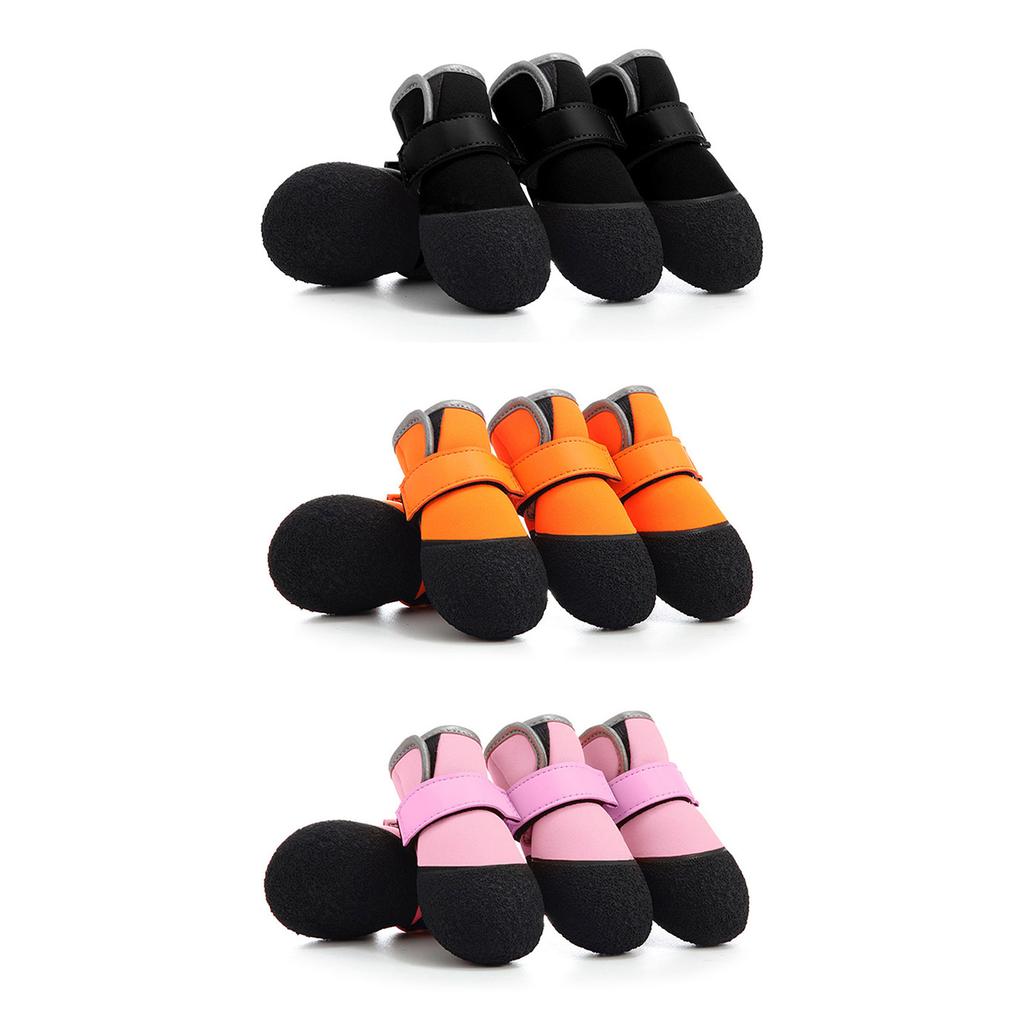4pcs Nonslip Dog Boot Reflective Puppies Shoes Soft Soles Dog Paw Protectors for Daily Walks and Runs
