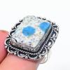 К2 Голубой Азурит Ручной работы Ювелирное изделие из стерлингового серебра 925 пробы Кольцо Размер 8 G2m99