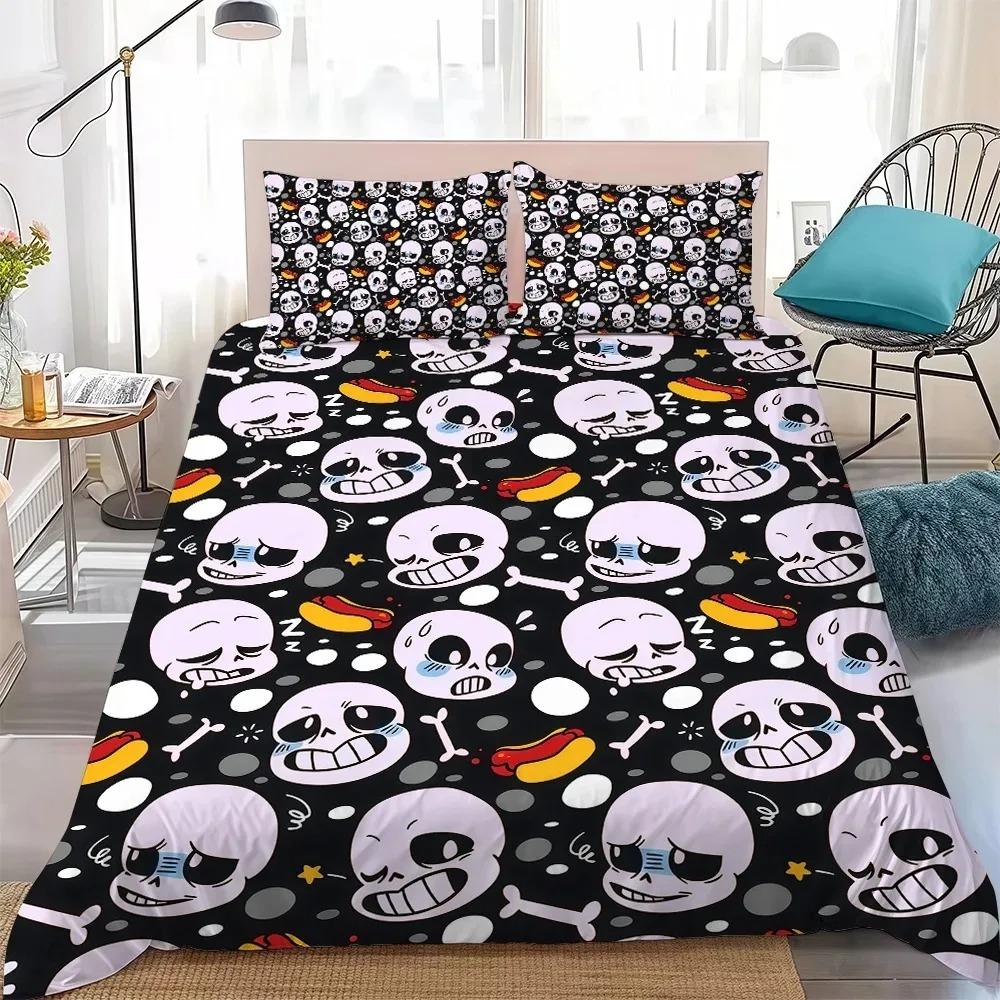U-Undertale Мультяшный Комплект Постельного Белья Пододеяльник Набор для Детей Подростков Мальчика Украшение Спальни 2/3-предметный Комплект Односпальный Двуспальный Большие Размеры Подарок