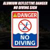 Опасность Знак Не нырять Погодоустойчивый Сверхпрочный Для улицы Двор Пляж Пруд Бассейны Алюминиевый Предупреждающий Знак