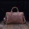 Men's Casual Fashion Crazy Horse Leather Briefcase Retro Business 15.6-inch Laptop Bag Shoulder Bag