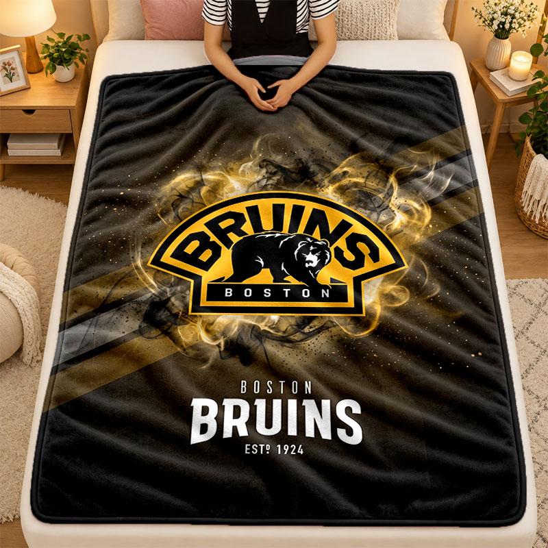 Flannel BlanketBoston Bruins Warm Soft Throw Blanket for Indoor Sofa Bed Living Room Use