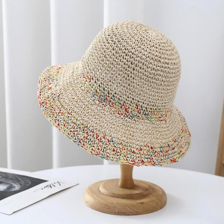 Women's Large Brim Foldable Breathable Straw Sun Hat for Summer Travel & Vacation