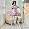 Japanese Rakuten Alice polka dot maid dress, Lolita style, pink cosplay Clothing Mickey Costume