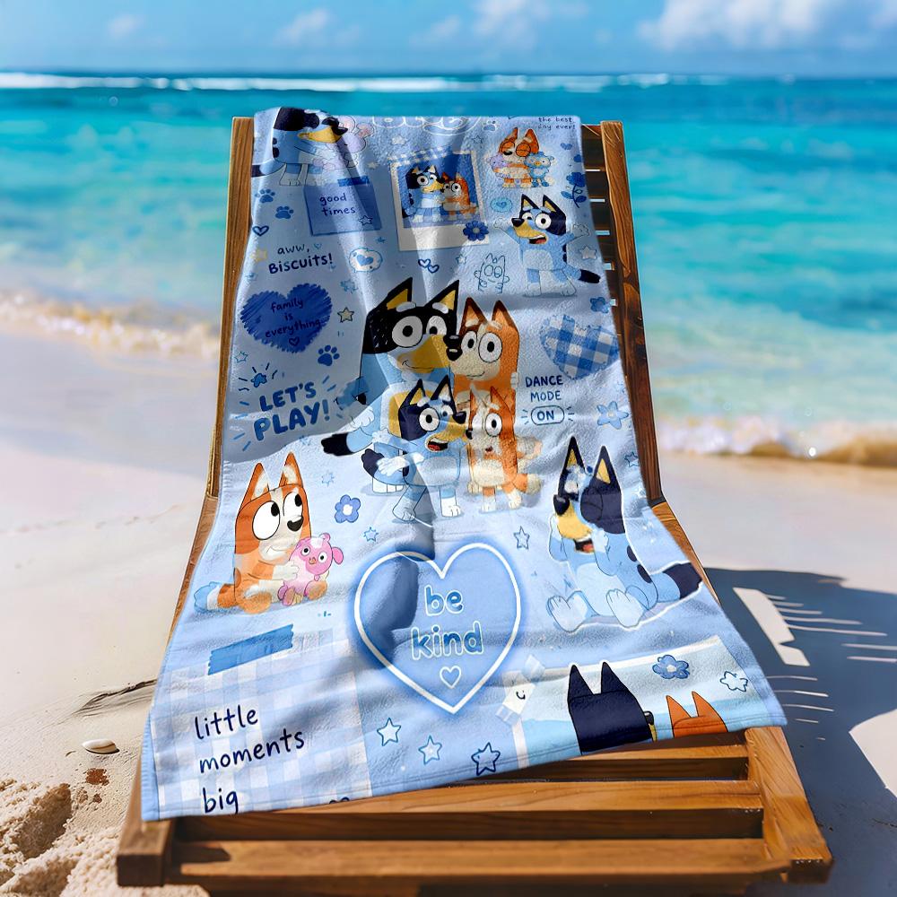 Lovely Bluey Beach Towel Super Soft & Absorbent Comfortable Lightweight Perfect for Traveling Yoga Camping and Swimming