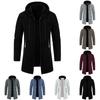 Men's Spring Hooded Medium Long Thin Velvet Loose Large Size Sweater Jacket Cardigan Top Jacket
