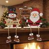 Festive Indoor Room Ornaments Christmas Gnome Wooden Ornament, 2D Tomte Santa Figurine with Hanging Boots, Tree Holiday Shelf Sitter for Mantel