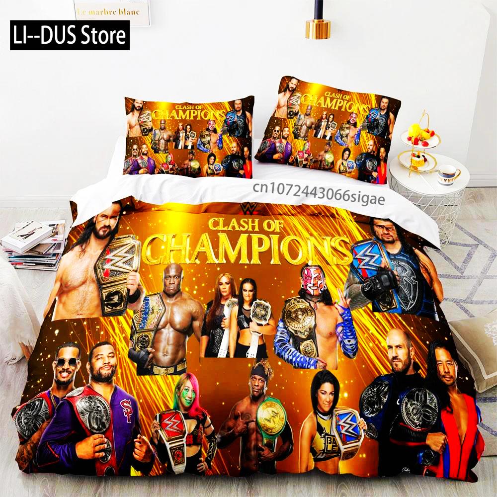 2025 WWE RAW Single Double Wrestling Bedding Set Queen King Size Duvet Cover For Boys Bedroom 3D Print Quilt Cover Pillowcase