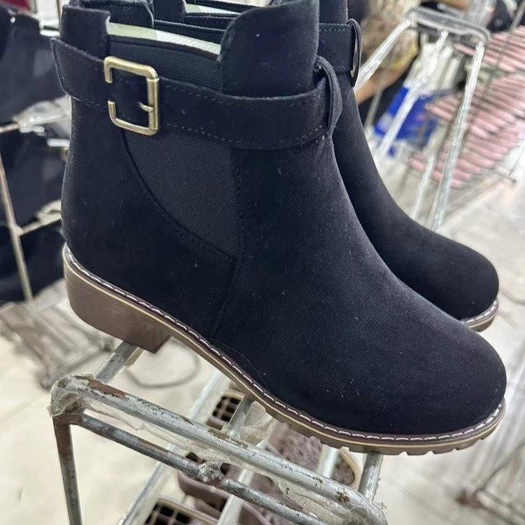 Женские ботильоны больших размеров Doc Martens в новом британском стиле, с пряжкой на ремне, круглым носком и квадратным каблуком