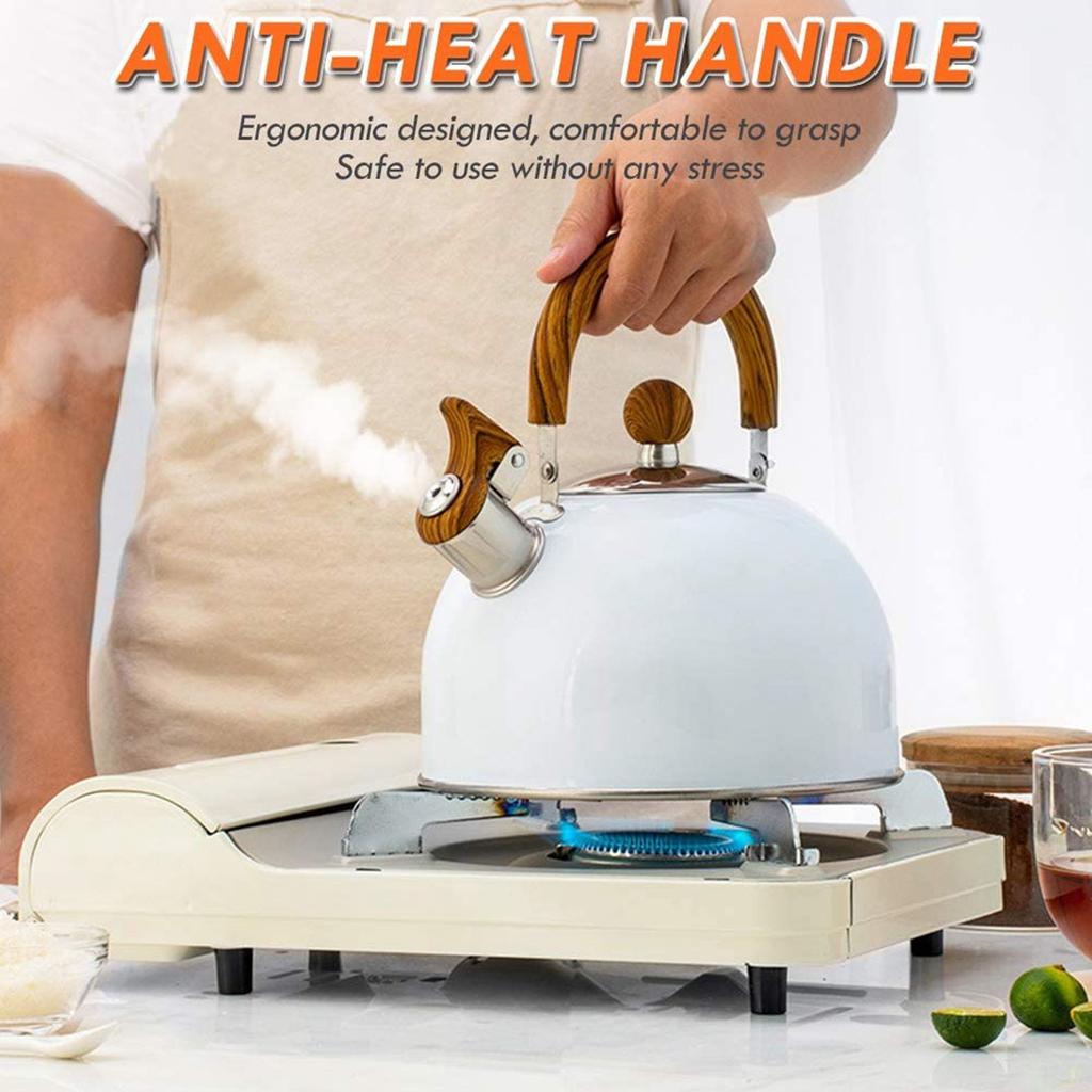 Чайник из нержавеющей стали, 2,5 л, чайник со свистком, бутылка для воды с деревянной термостойкой графической ручкой