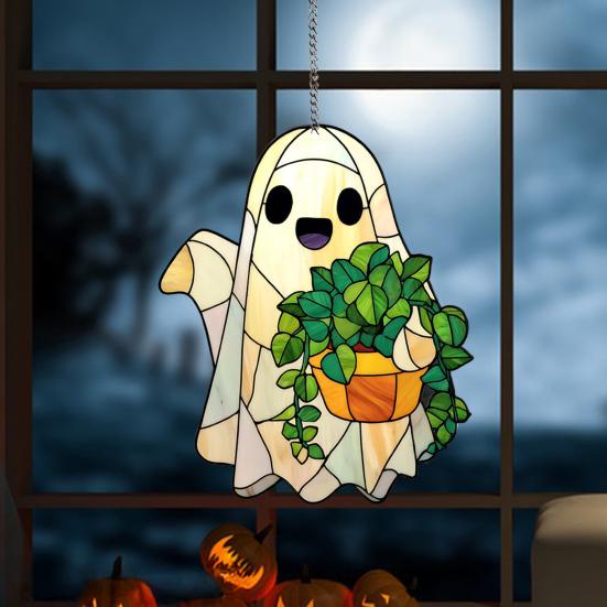 Ghost Hanging Decoration Acrylic Ghost Series Sun Catcher Cartoon Ghost Halloween Decoration for Windows Porch Walls