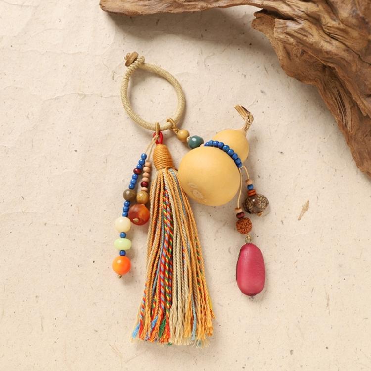 Портативный брелок для путешествий, выполненный в виде легкой плетеной тыквы с кисточками, ручной работы