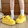 Dopamine Thick Sole Heightening Versatile Breadboard Shoes Women's Ins Tide 2025 New Yellow Korean Version of Student Casual Shoes