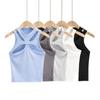 Girls New Asymmetrical Hollow Solid Color Knitted Round Neck Short-sleeved Summer Sexy Vest On The Chest