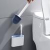 Wall Hanging Toilet Cleaning WC Brush Holder Long Handled Silicone Water Proof Quick Drying Soft Bristles Bathroom Accessories
