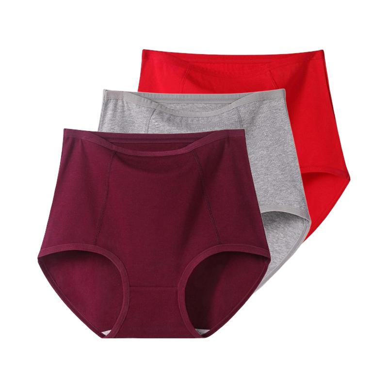 Женские трусики с высокой талией из 3 предметов, хлопковое нижнее белье, дышащие женские трусы большого размера XL-6XL