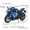 1:12 Suzuki Gsx1000r R1250gs Сплавные Литые Игрушки Модели Мотоциклов Машина Со Светом Амортизация Миниатюрный Мотоцикл Подарки для Мальчиков