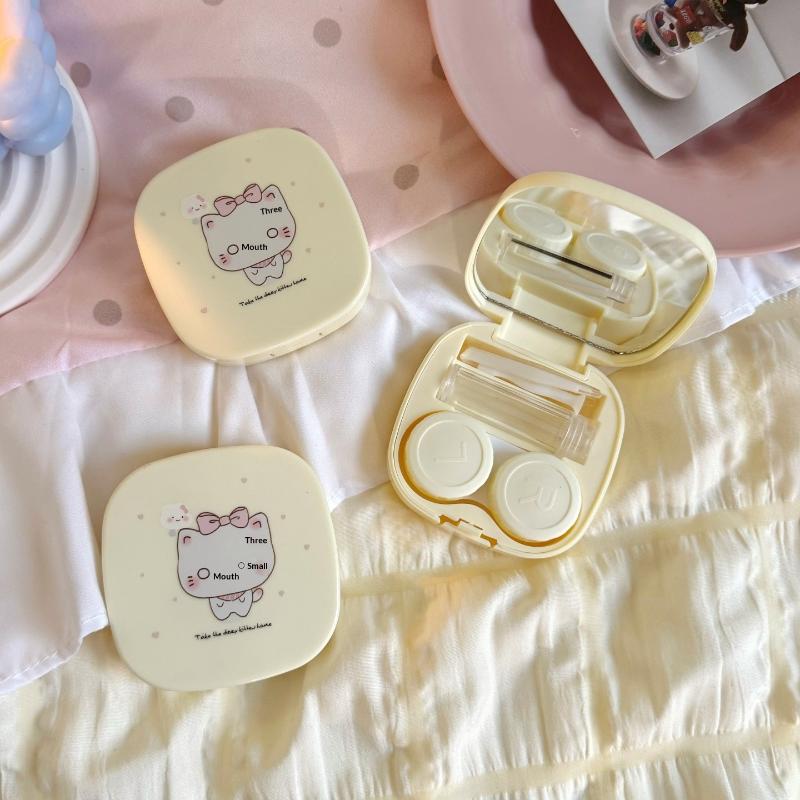 New Portable Contact Lens Case Cute Cartoon Contact Lens Box Travel Kit For Girls Beauty Lens Storage Container