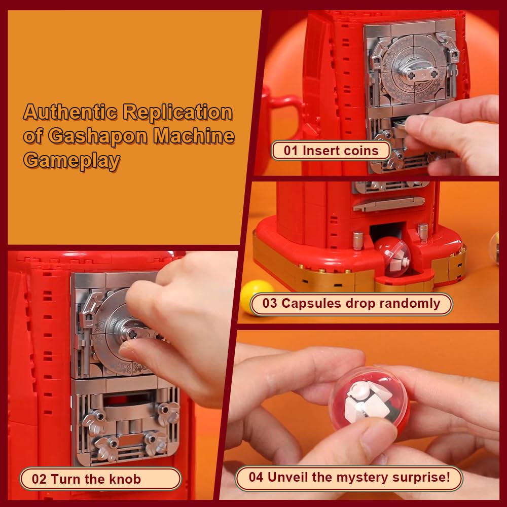 PANTASY Gumball Machine Building Block Set, Retro Vending Machine Model for Adults, DIY Assembly, Interior Decoration