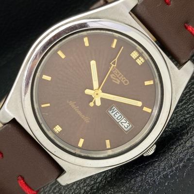 Б/У SEIKO 5 AUTO 6309B ЯПОНИЯ МУЖСКИЕ D/D КОРИЧНЕВЫЕ ЧАСЫ 608a-a315117-2