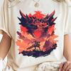 Футболка Monster Hunter Wilderness Унисекс Футболка с Огненным Драконом Ретро Хоррор Игра Игрок и Фанат Подарок для Унисекс и Женщин