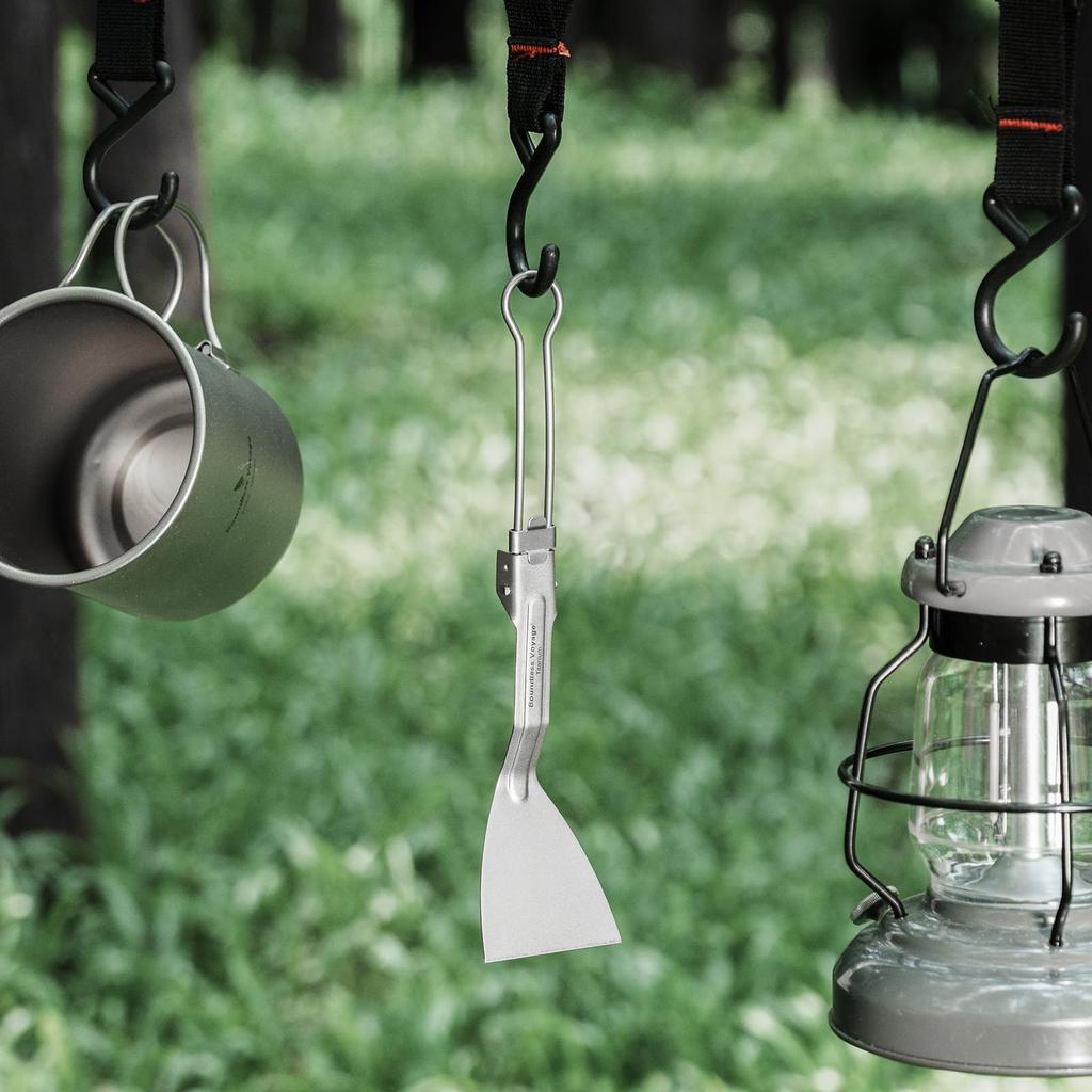Boundless Voyage Титановая лопатка для и улицы Новая модель лопатки, 19,2 см, Складная, Устойчивая к ржавчине, Высокотемпературная, Легкая, 16 г, Барбекю,