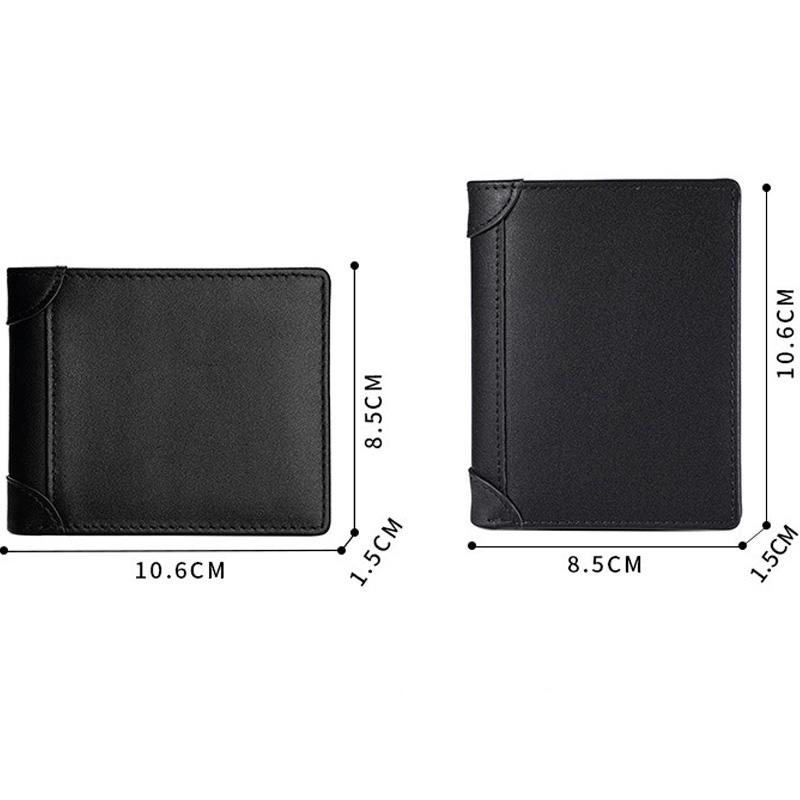 Men Business Wallets Leather Zipper Short Coin Pouch Multi-Card Photo Holder Iron Edge Korean Male Purse