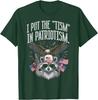 I Put The Tism In Patriotism Raccoon Funny Graphic Print Round Neck Cotton T Shirt Casual Tops