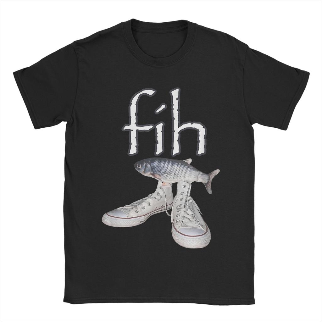 Novelty Fih Shoes Funny Fish Meme TShirt Unisex O Neck Cotton T Shirts  Short Sleeve Tee Shirt Gift Idea Clothes