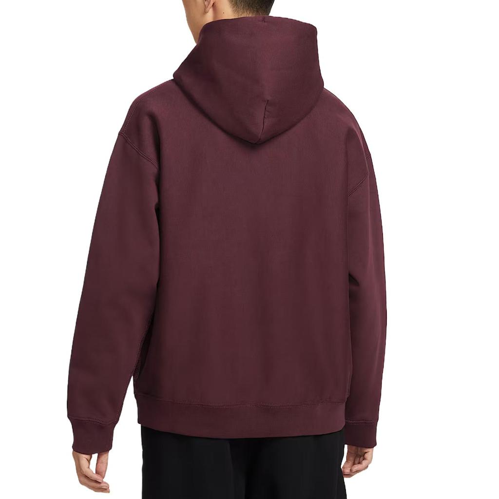 Nike Мужская толстовка с капюшоном Solo Swoosh из флиса, цвет Burgundy Crush White, артикул HV1083-652