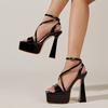 Liyke/Новые брендовые черные сандалии на платформе на массивном высоком каблуке, модные модные туфли с открытым носком и ремешком на щиколотке, вечерние туфли для танцев на шесте, женские туфли-лодочки