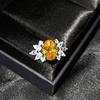 Open Ring with Simulated Asscher Cut Yellow Diamond and Swiss Topaz Blue Pink Gemstone for Women