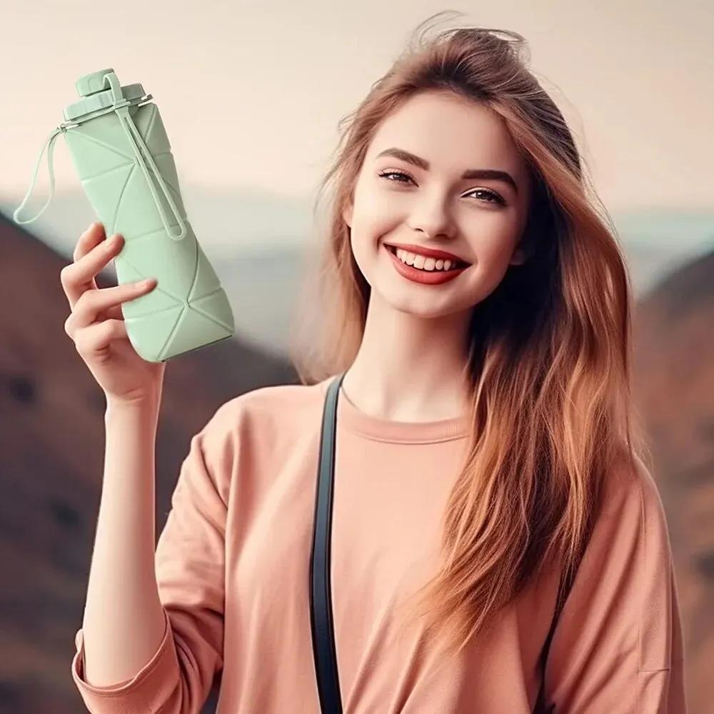Складная силиконовая бутылка для воды, спортивная бутылка для воды, устойчивая к падениям, для путешествий на открытом воздухе, переносная кружка для воды, для бега, велоспорта, Campi