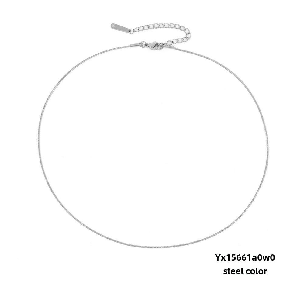 Ожерелье из круглой цепочки из титановой стали eManco — простой европейский/американский стиль для женщин и пар, длинная цепочка в виде змеиной кости, дизайн в виде ключицы.