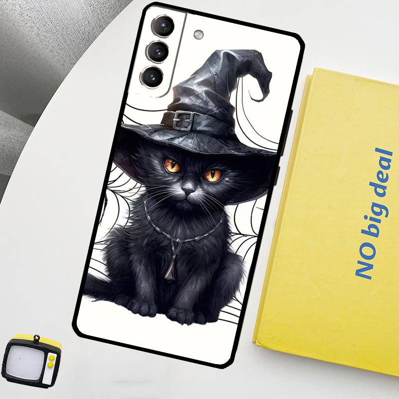 Чехол для телефона 'Черная кошка-ведьма' для Samsung Galaxy S25 Ultra S20 S21 S22 S23 Plus S24 Ultra S9 S10 S25 FE