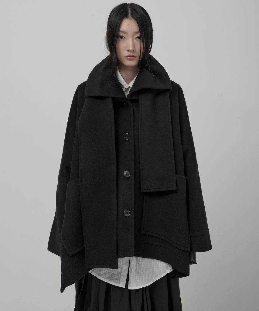 Flareup Wool Muffler Coat (Fl-051_Black)
