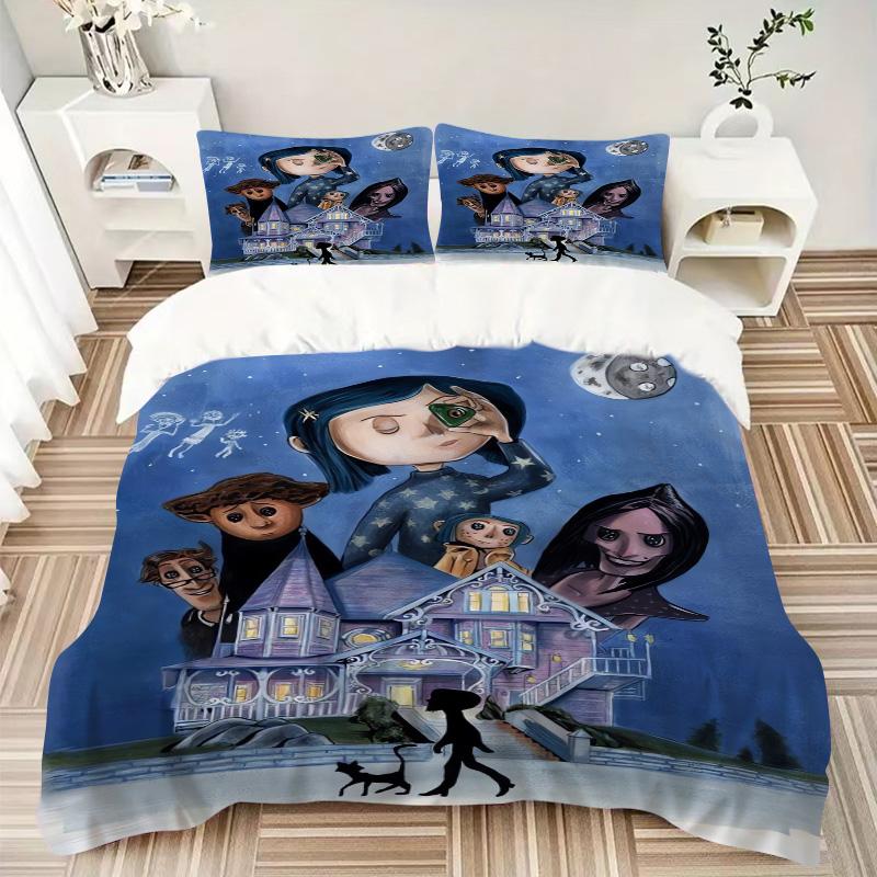 Moonlit Mansion Print 3Pcs Bedding Setduvet Cover With 2 Bedropillowcase Home Birthday Gift