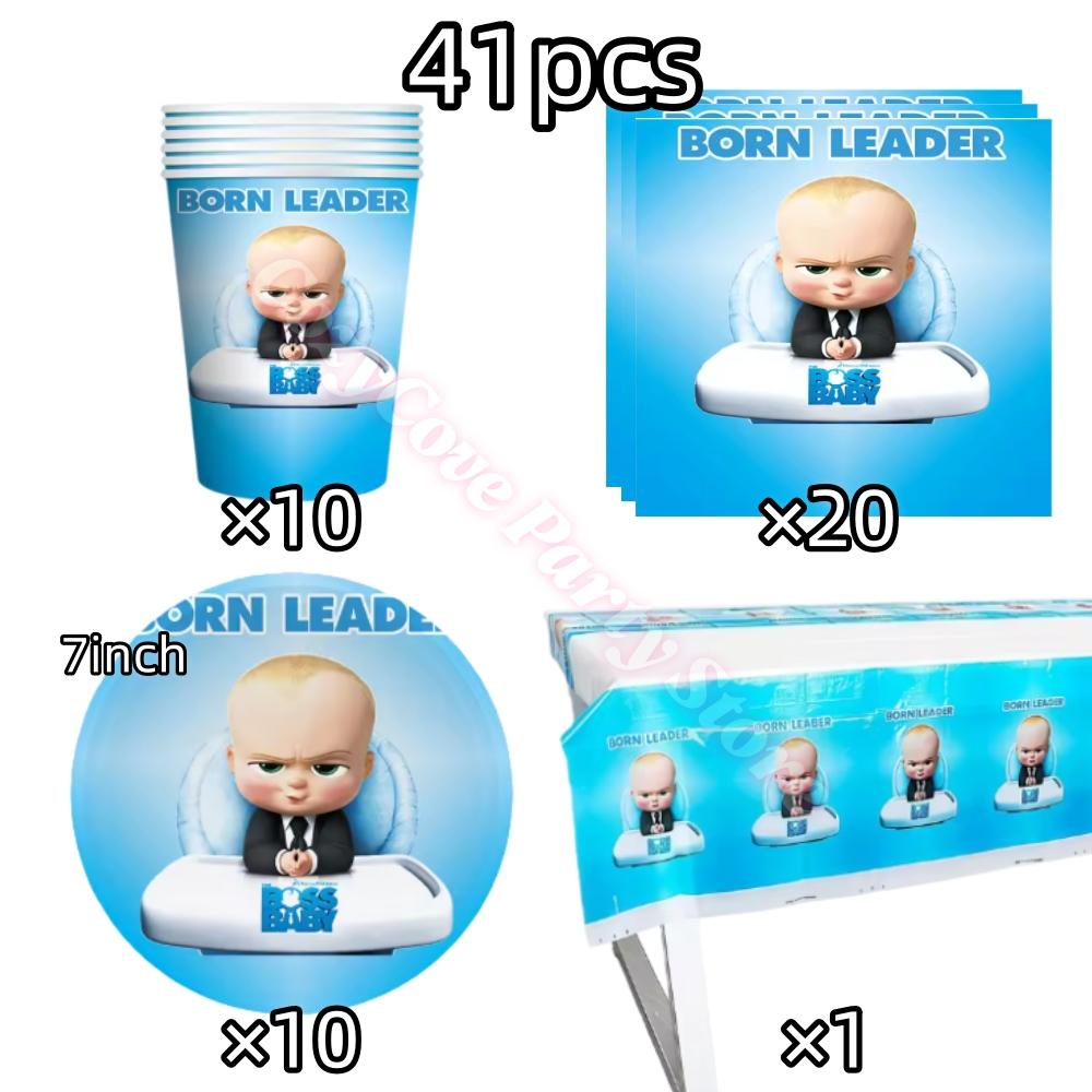 Bossed Baby Theme Birthday Party Decoration Newborn 1St Tableware Set Plate Cup Balloons For Kids Baby Shower Party Faovrs Gifts