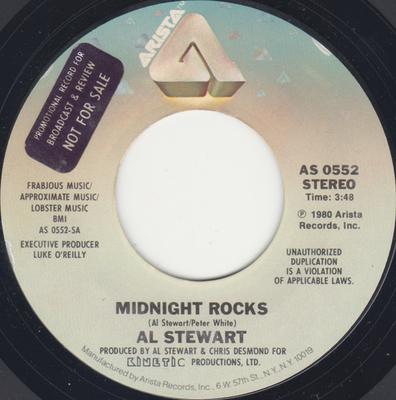 7-дюймовая пластинка ЭЛ СТЮАРТ - Midnight Rocks AS0552 Arista 1980 США Рок Б/У