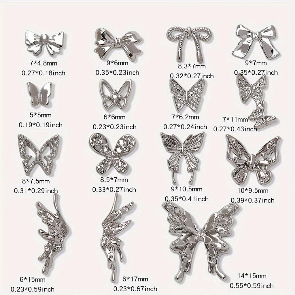 30 шт., подвески для ногтей с бабочками из сплава, аксессуары для дизайна ногтей с бантом, принадлежности для дизайна ногтей для женщин и девочек