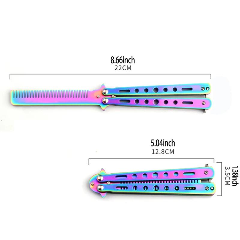 Stainless Steel Butterfly Knife Comb Foldable 1PCS for Beard Moustache Brushing Salon Hairdressing Styling Tool