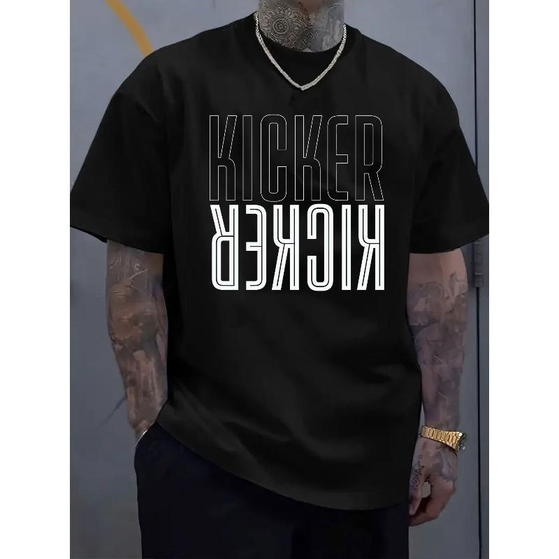Мужская футболка с коротким рукавом, Принт «Письмо о любви», Комфорт и Повседневный стиль, Эластичный вырез горловины, Подходит для мужских активностей на свежем воздухе