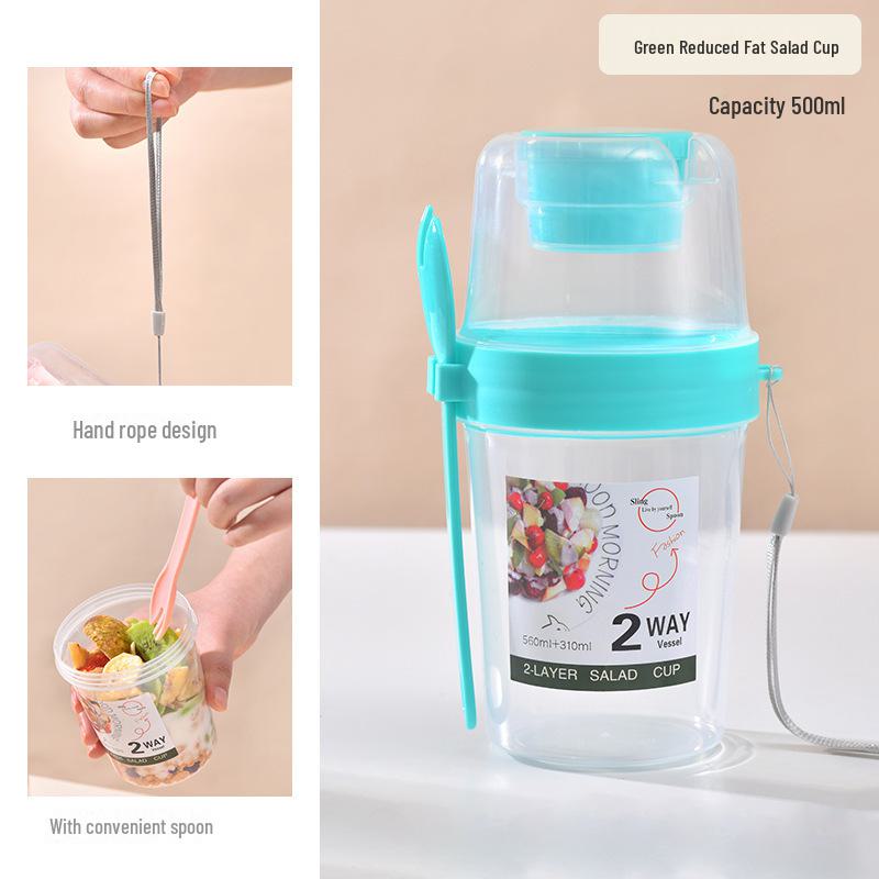 Портативная банка Мейсона для завтрака, салатная чашка с ложкой - легкий йогурт и фруктово-овощная чашка для похудения, салаты для снижения веса