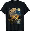 Funny 90's Iguana Howling At the Moon Graphic T-Shirt