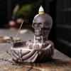 Backflow Incense Burner Skull Decor Incense Stick Holder Waterfall Incense Censer Halloween Decorative Yoga Aromatherapy Tea Pet