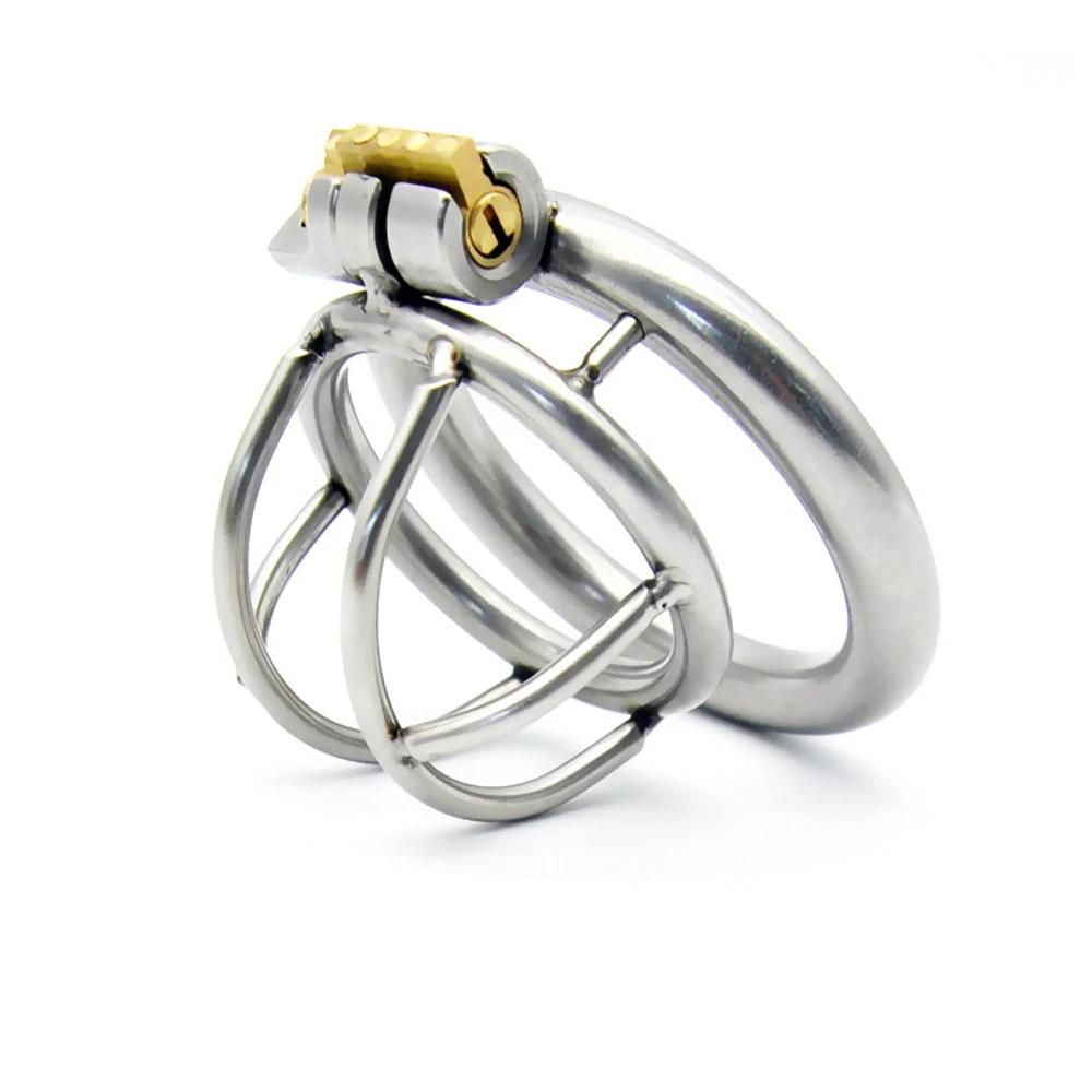 Small Penis Lock Male Steel Cock Cage Chastity Device Penis Ring Erotic Metal Bondage Husband Loyalty Sex Toys For Men