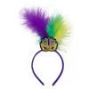 Аксессуары для костюма на карнавальный бал: Трехцветная повязка на голову с перьями и пайетками