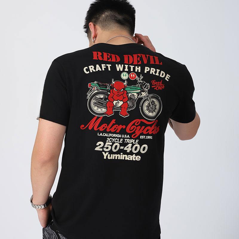 2025 American Tough Guy Harley Heavy Motorcycle Ретро-футболка для фанатов мотоциклов с коротким рукавом Мужская хлопковая футболка Tooling T