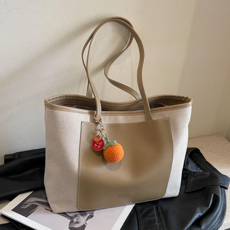 Холщовая сумка большой вместимости для женщин. Новинка 2024 года, осенне-зимняя повседневная универсальная текстурированная сумка через плечо для классных поездок на работу.